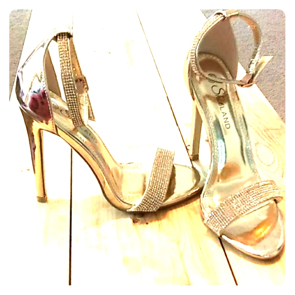 Gold stiletto heels